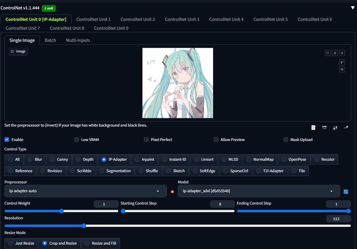 IPAdapter Advanced Weighting support added to sd-webui-controlnet