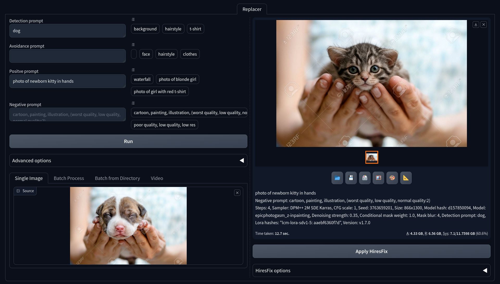 sd-webui-replacer: Web UI extension for replacing objects w/ detection prompt